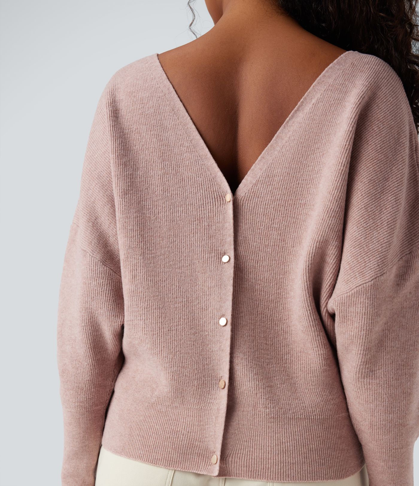 Pull cape décontracté réversible à décolleté en V et manches longues