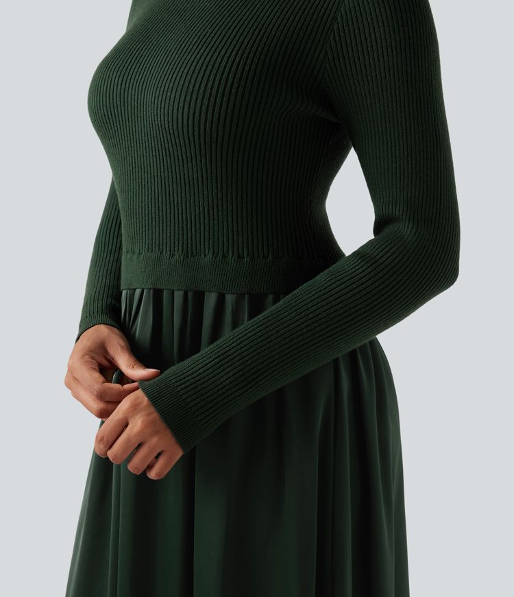 Mock Neck Long Sleeve Maxi Work Jumper Dress