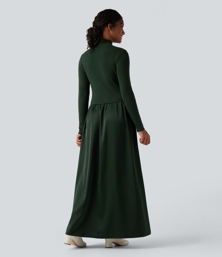 Mock Neck Long Sleeve Maxi Work Jumper Dress