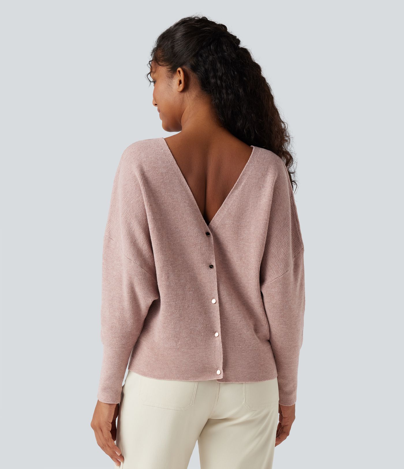 Pull cape décontracté réversible à décolleté en V et manches longues