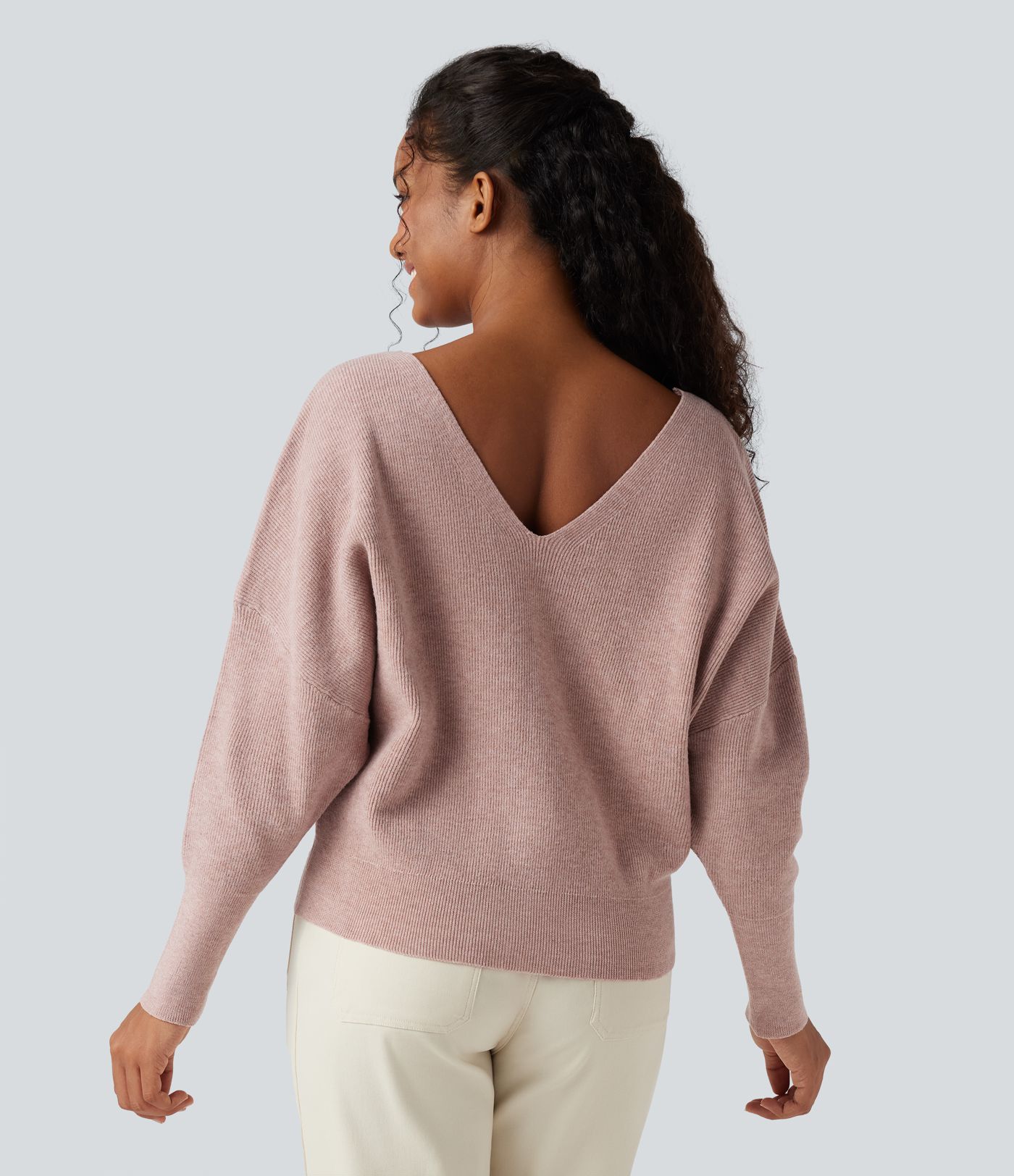 Pull cape décontracté réversible à décolleté en V et manches longues