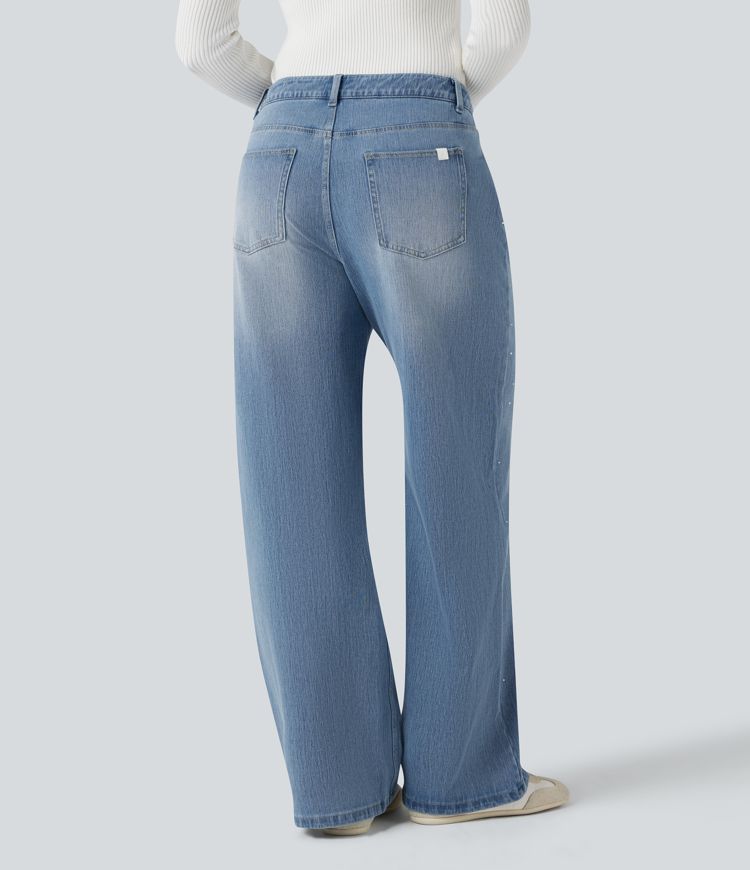 Halara Flex™ High Waisted Rhinestone Casual Jeans with Pockets