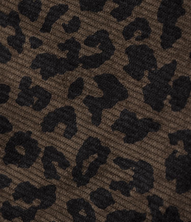 Falda mini casual de talle alto 2 en 1, corte en A, estampado de leopardo, en pana.