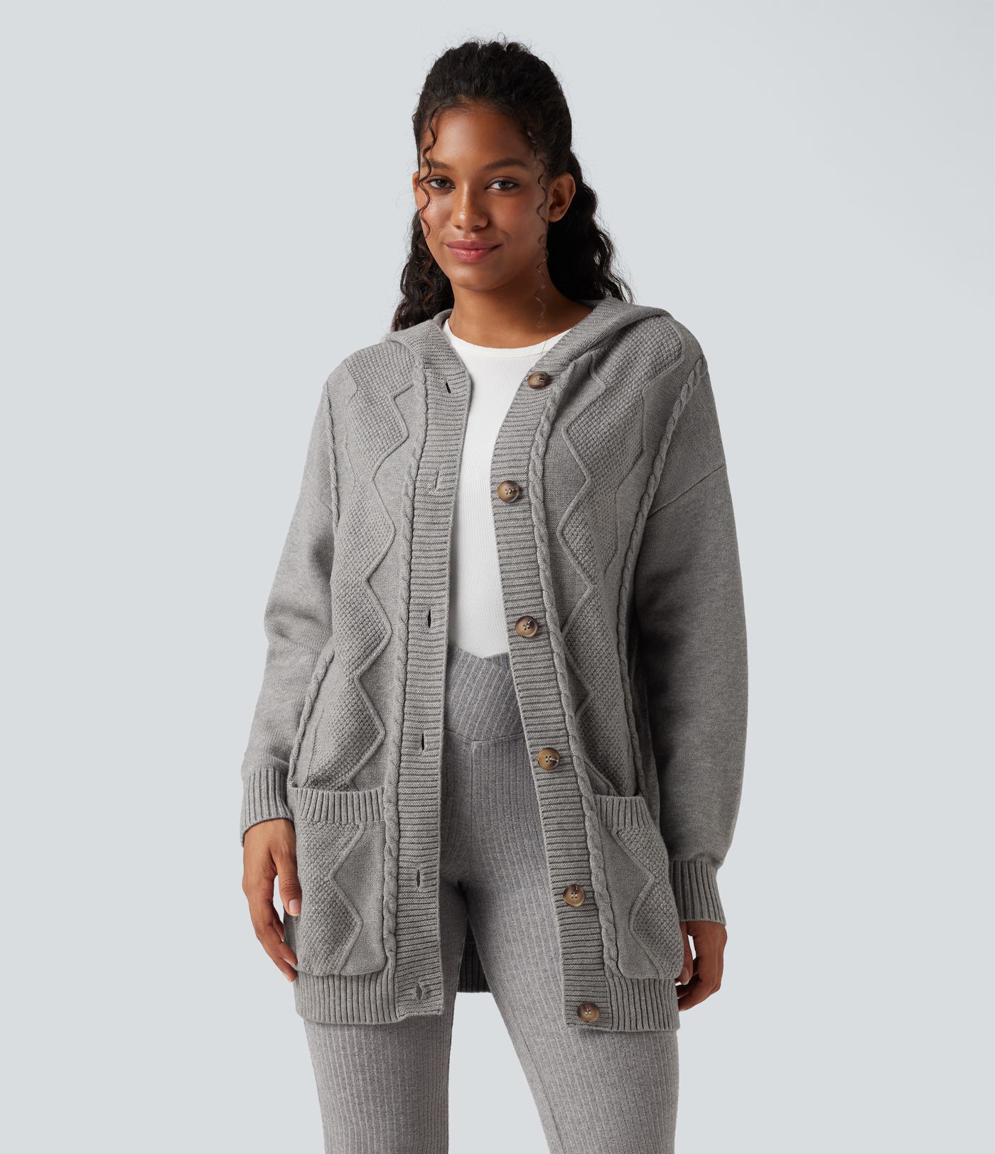 Hooded Button Fly Casual Cardigan with Pockets