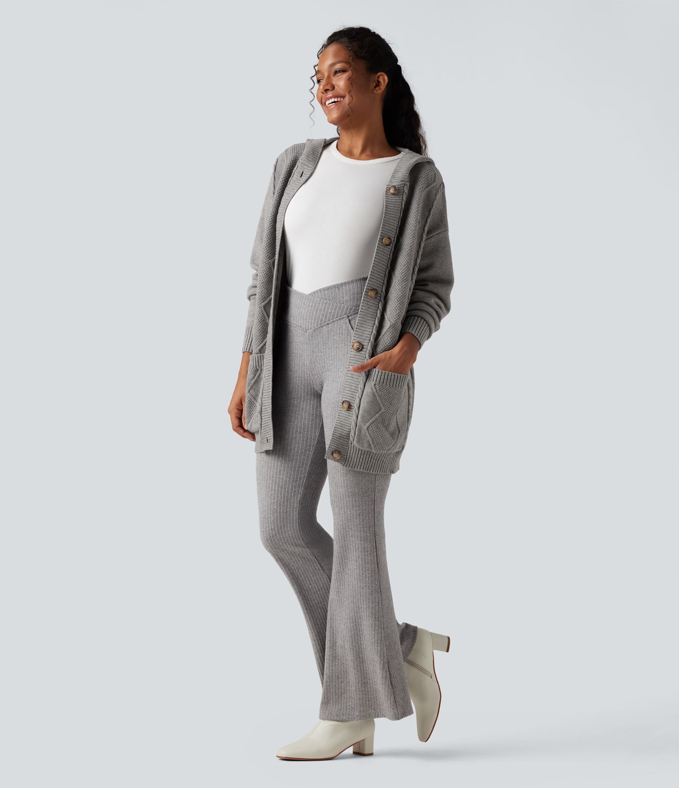 Hooded Button Fly Casual Cardigan with Pockets