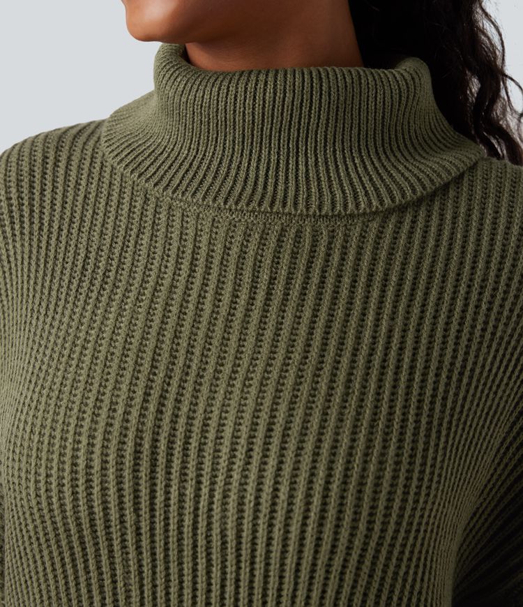 Robe pull courte tailleur col montant manches longues