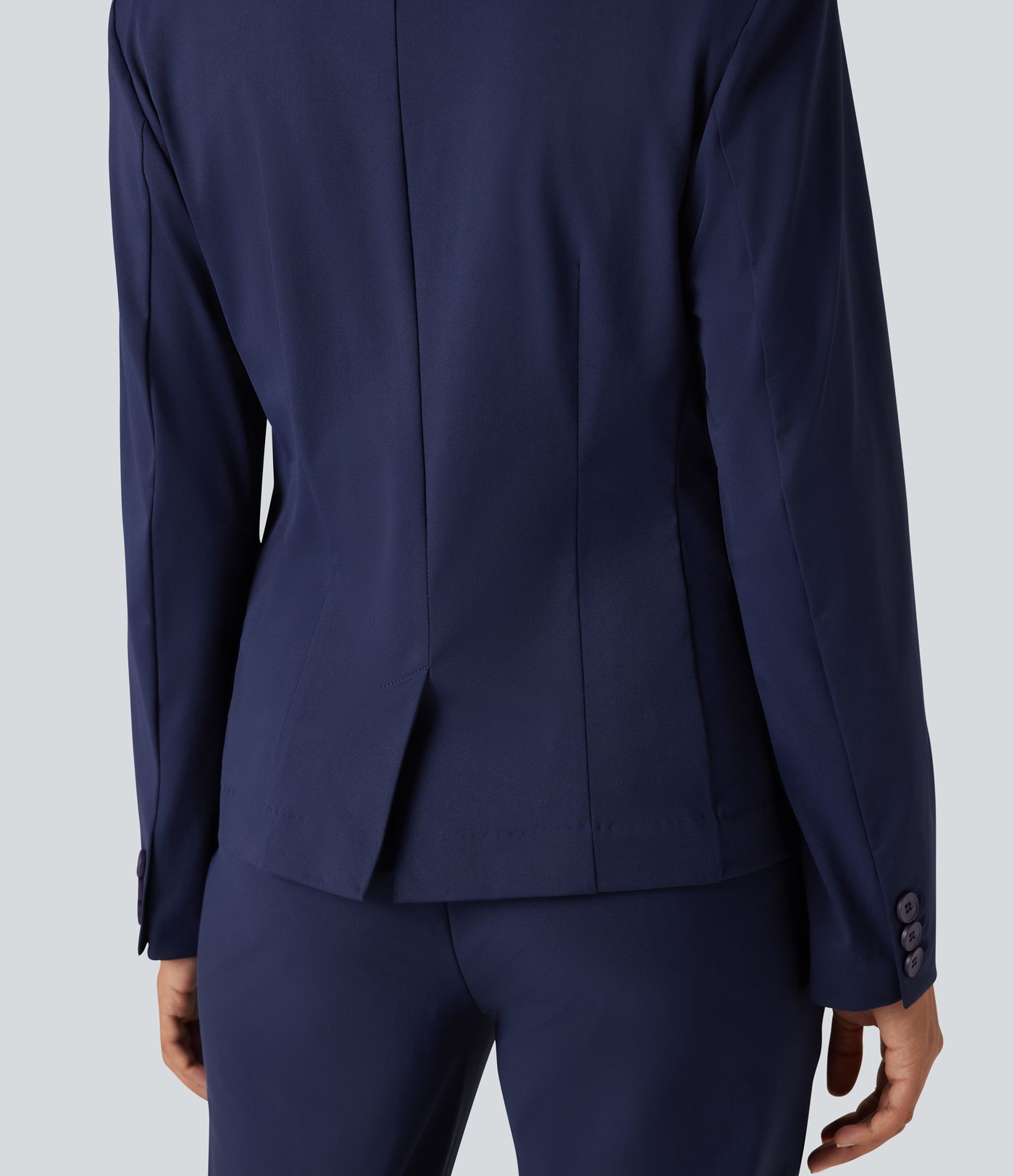 Kreukbestendige, slim-fit werkblazer met lange mouwen, revers met inkeping en zakken.