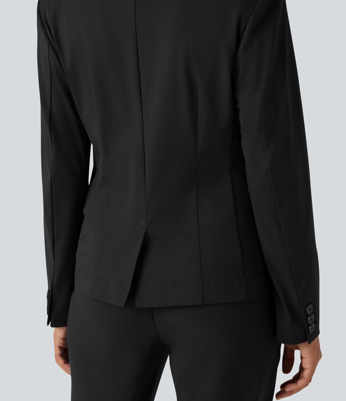 Wrinkle-resistant Notched Collar Long Sleeve Slim Work Blazer with Pockets