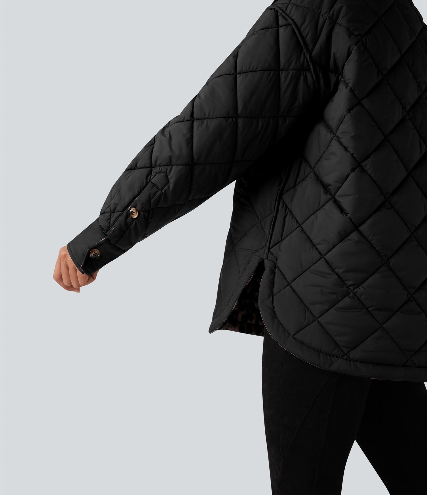 Doudoune réversible déperlante ourlet arrondi manches longues avec poches