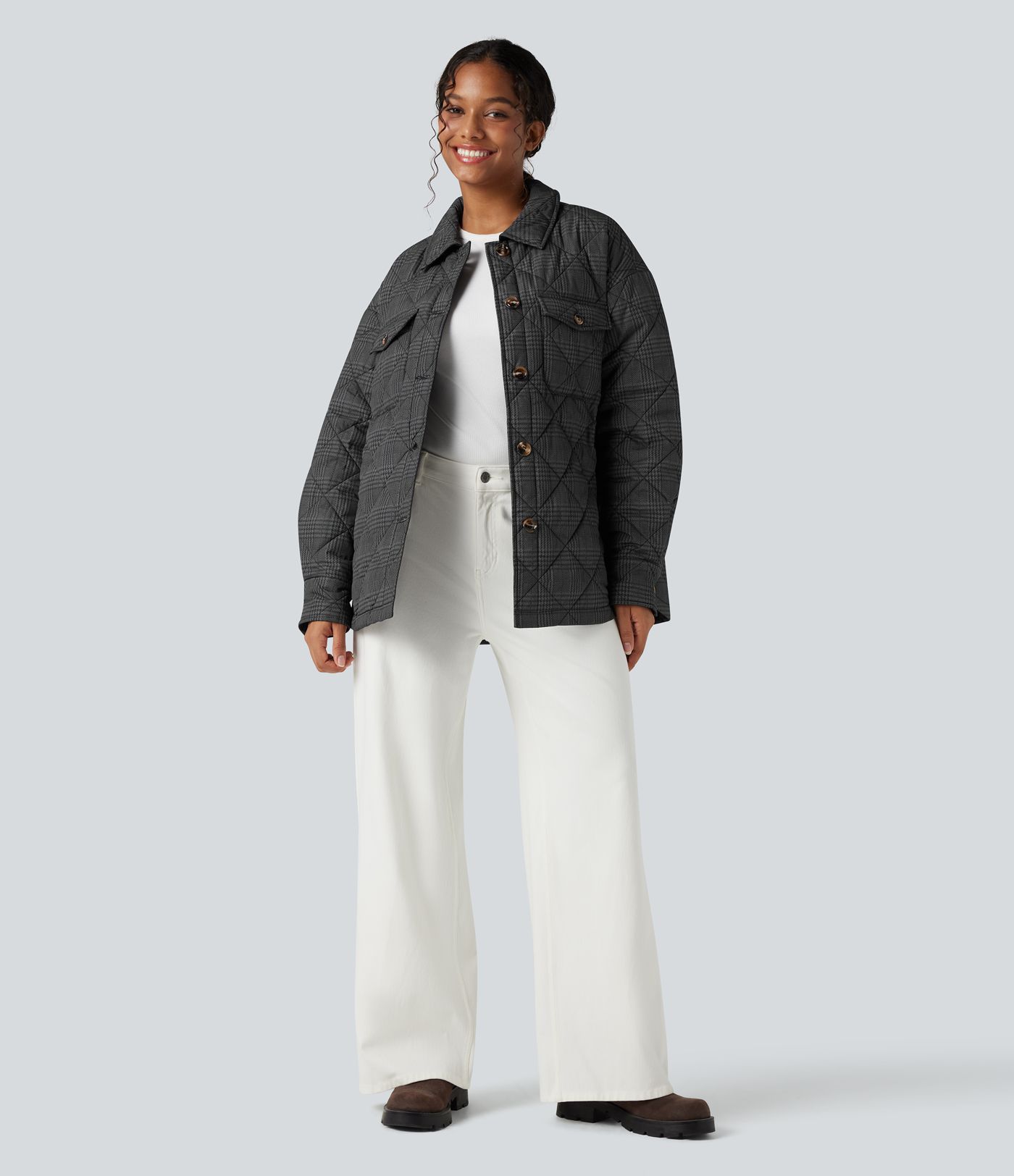 Doudoune réversible déperlante ourlet arrondi manches longues avec poches