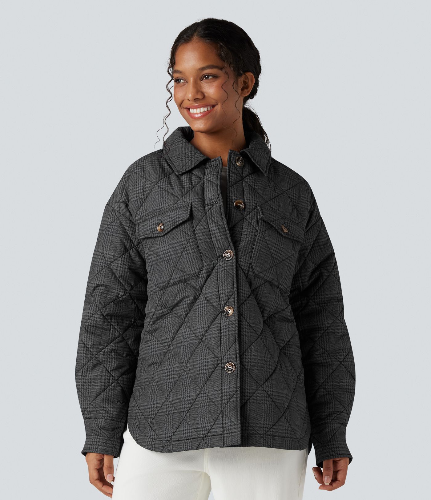 Doudoune réversible déperlante ourlet arrondi manches longues avec poches