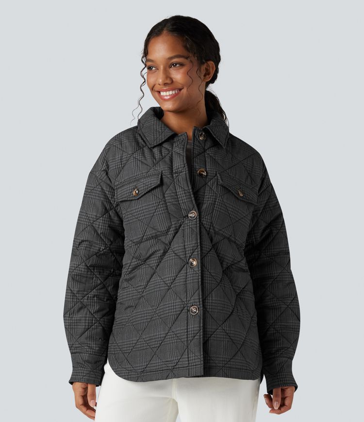 Doudoune réversible déperlante ourlet arrondi manches longues avec poches