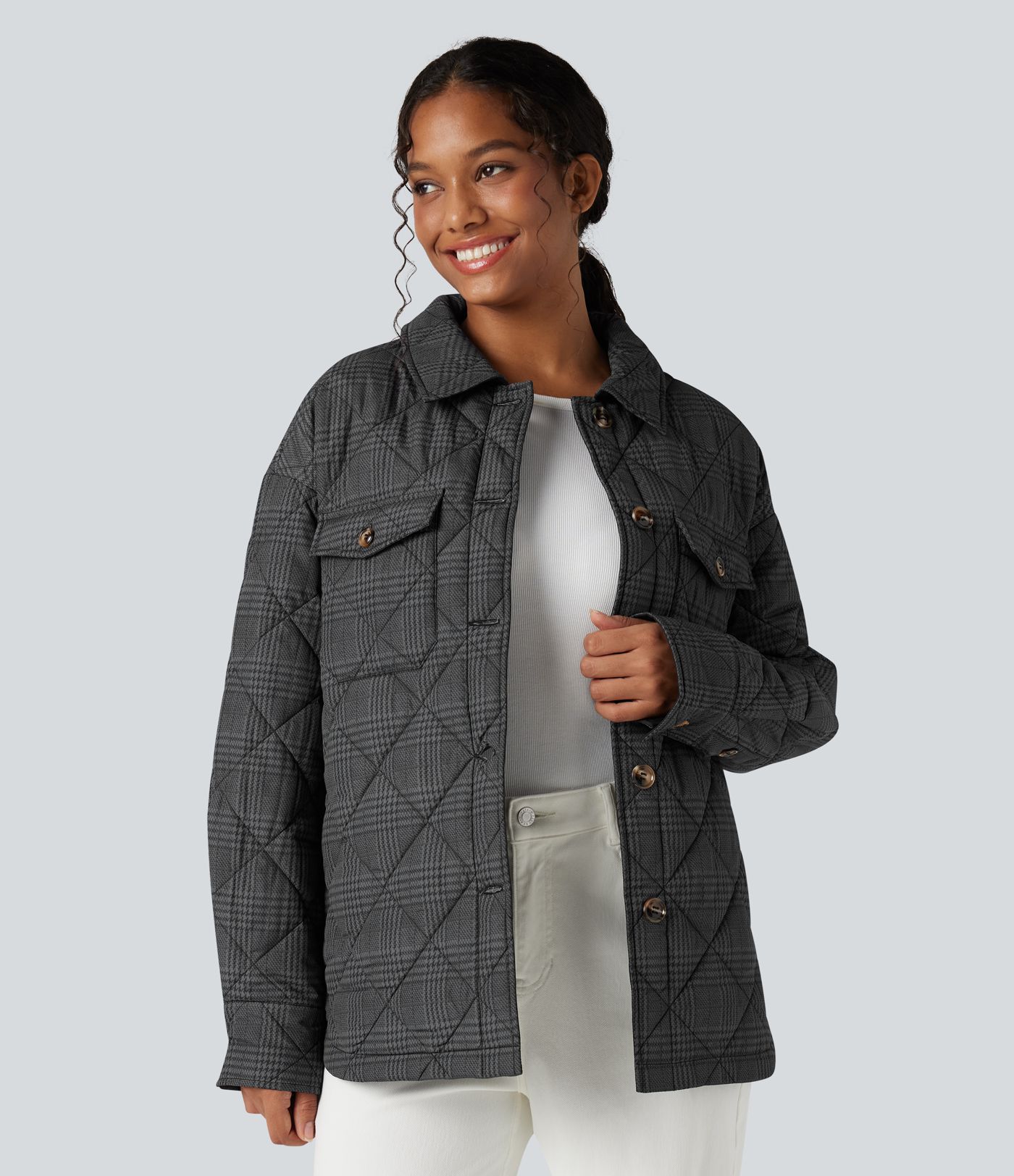 Doudoune réversible déperlante ourlet arrondi manches longues avec poches