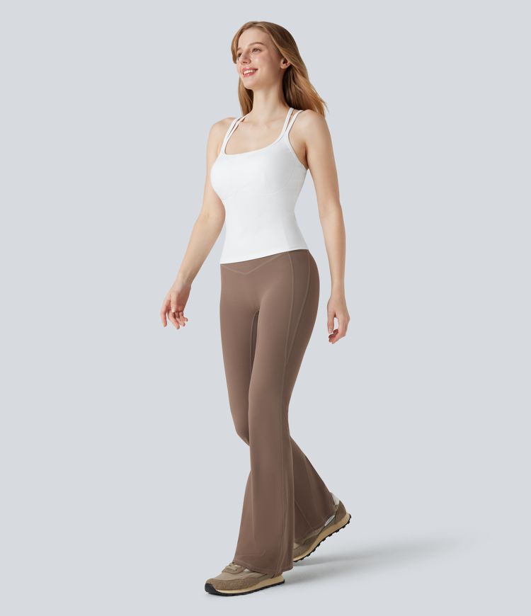 SoftlyZero™ Plush Double Straps Crisscross Back Yoga Tank Top-Longer Length-D-F Cups