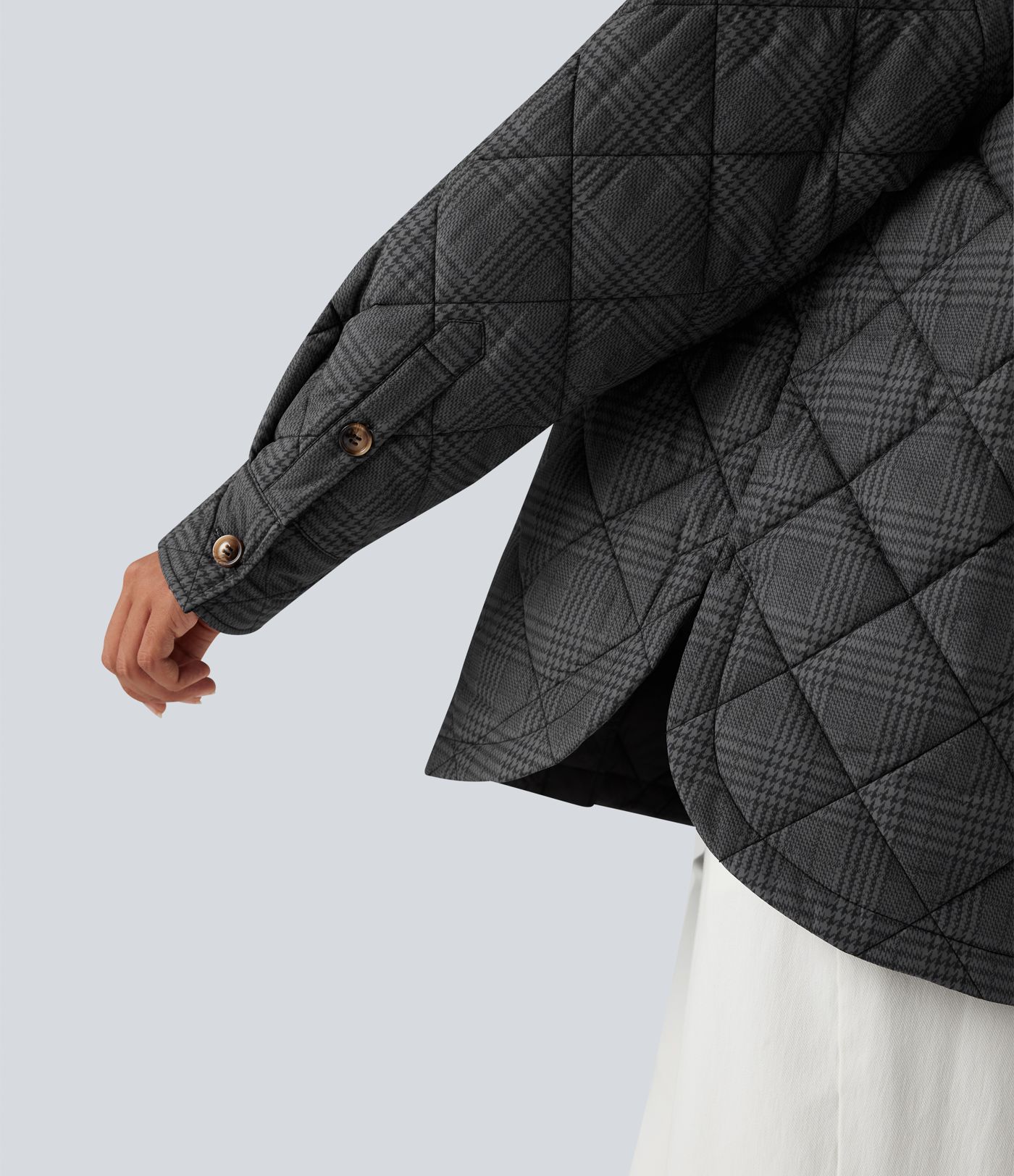 Doudoune réversible déperlante ourlet arrondi manches longues avec poches