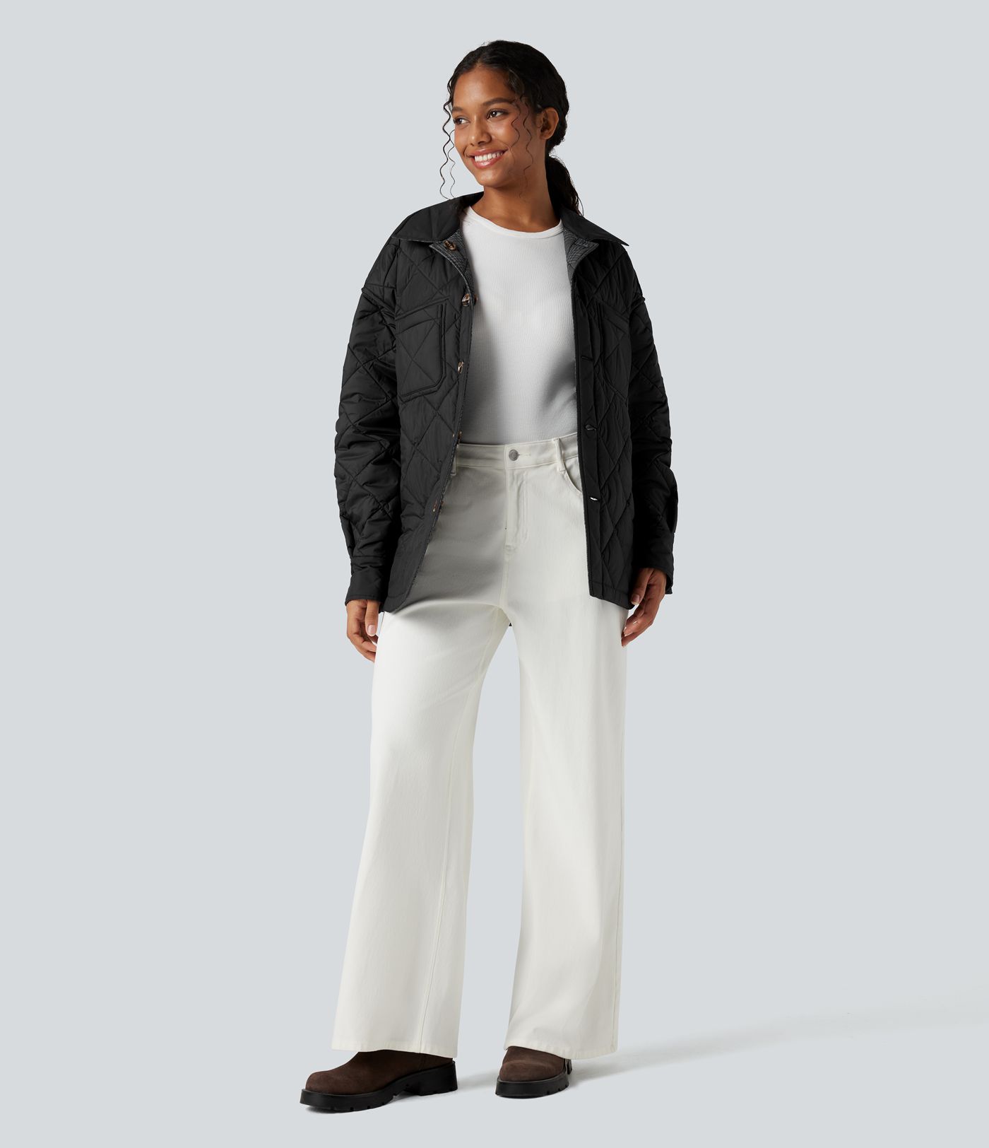 Doudoune réversible déperlante ourlet arrondi manches longues avec poches