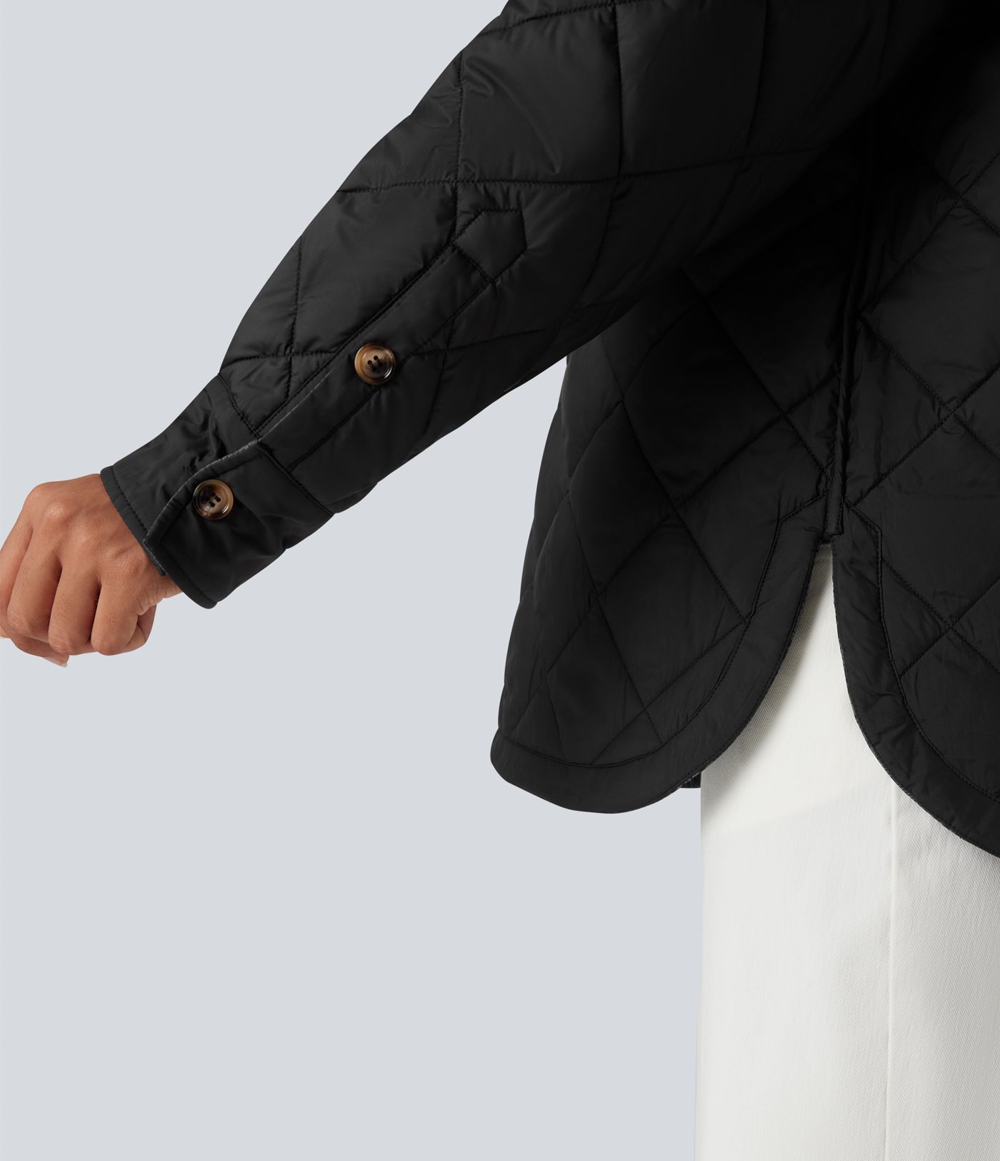 Doudoune réversible déperlante ourlet arrondi manches longues avec poches