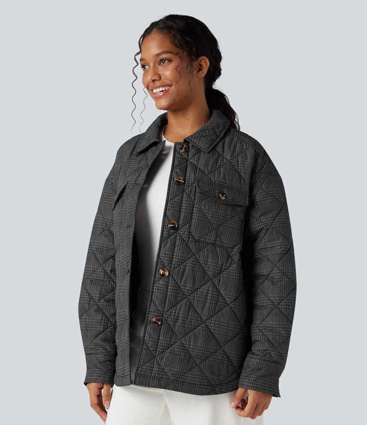 Doudoune réversible déperlante ourlet arrondi manches longues avec poches