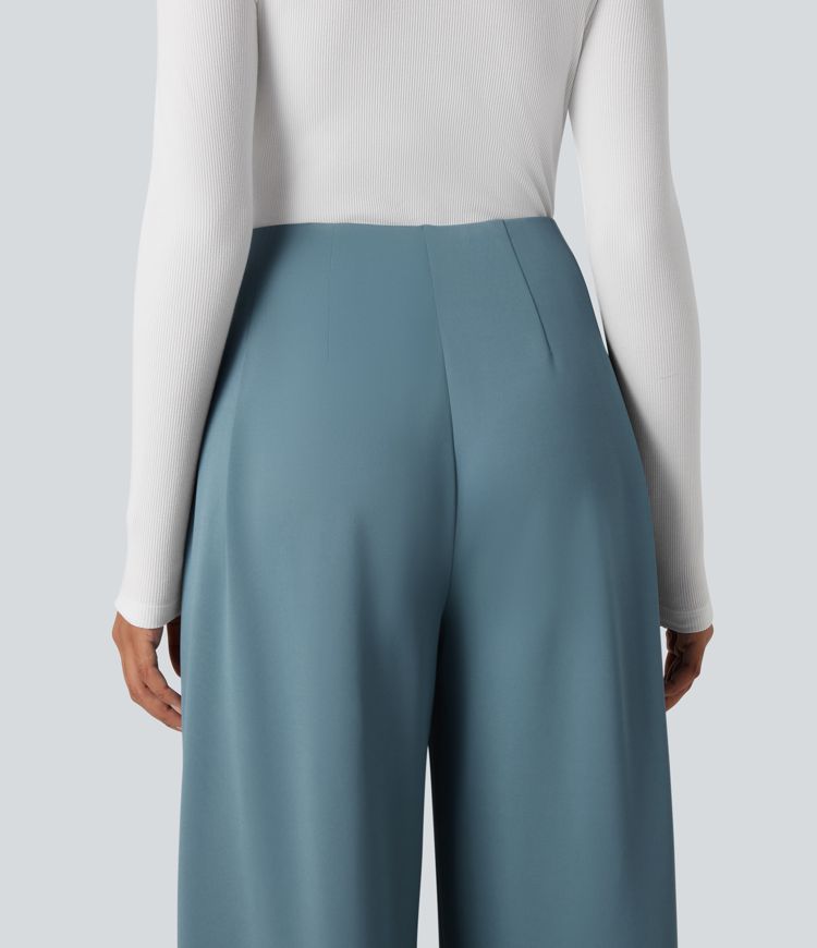 Halara Flex™ High Waisted Wide Leg Crepe Work Pants with Pockets