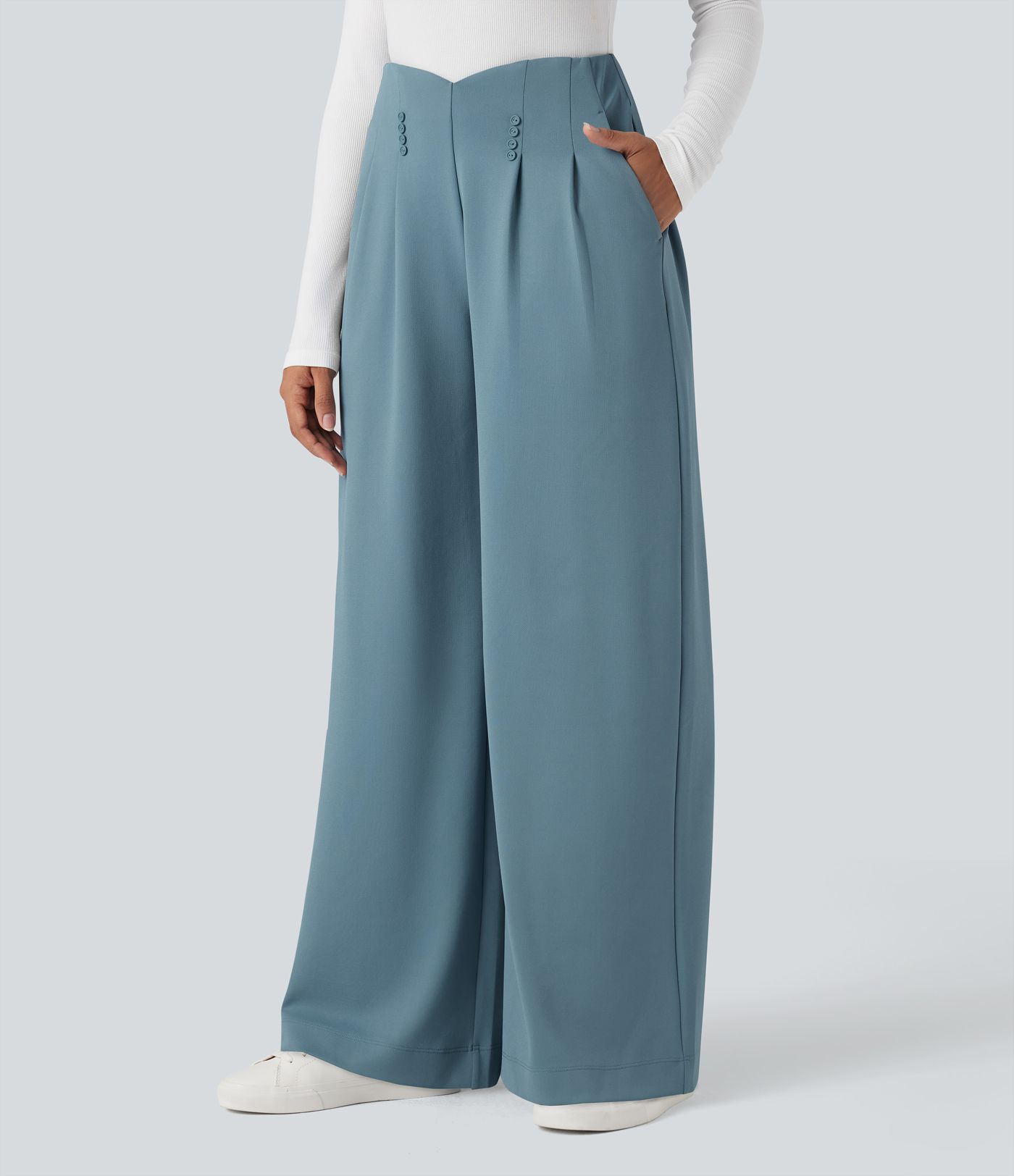 Halara Flex™ High Waisted Wide Leg Crepe Work Pants with Pockets