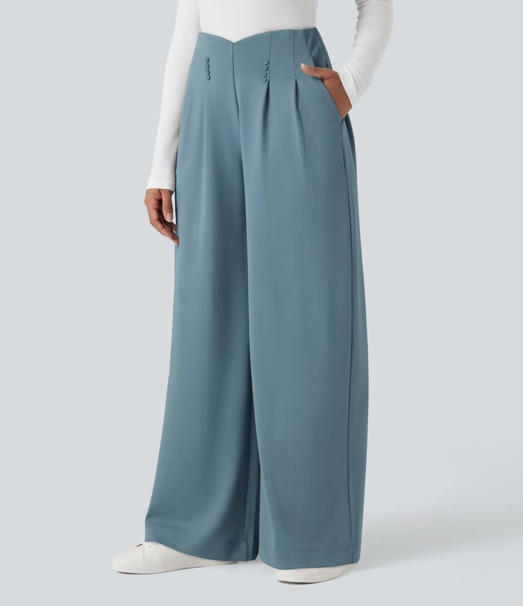Halara Flex™ High Waisted Wide Leg Crepe Work Pants with Pockets