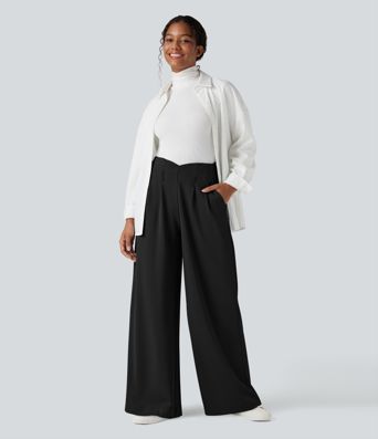 Halara Flex™ High Waisted Wide Leg Crepe Work Pants with Pockets