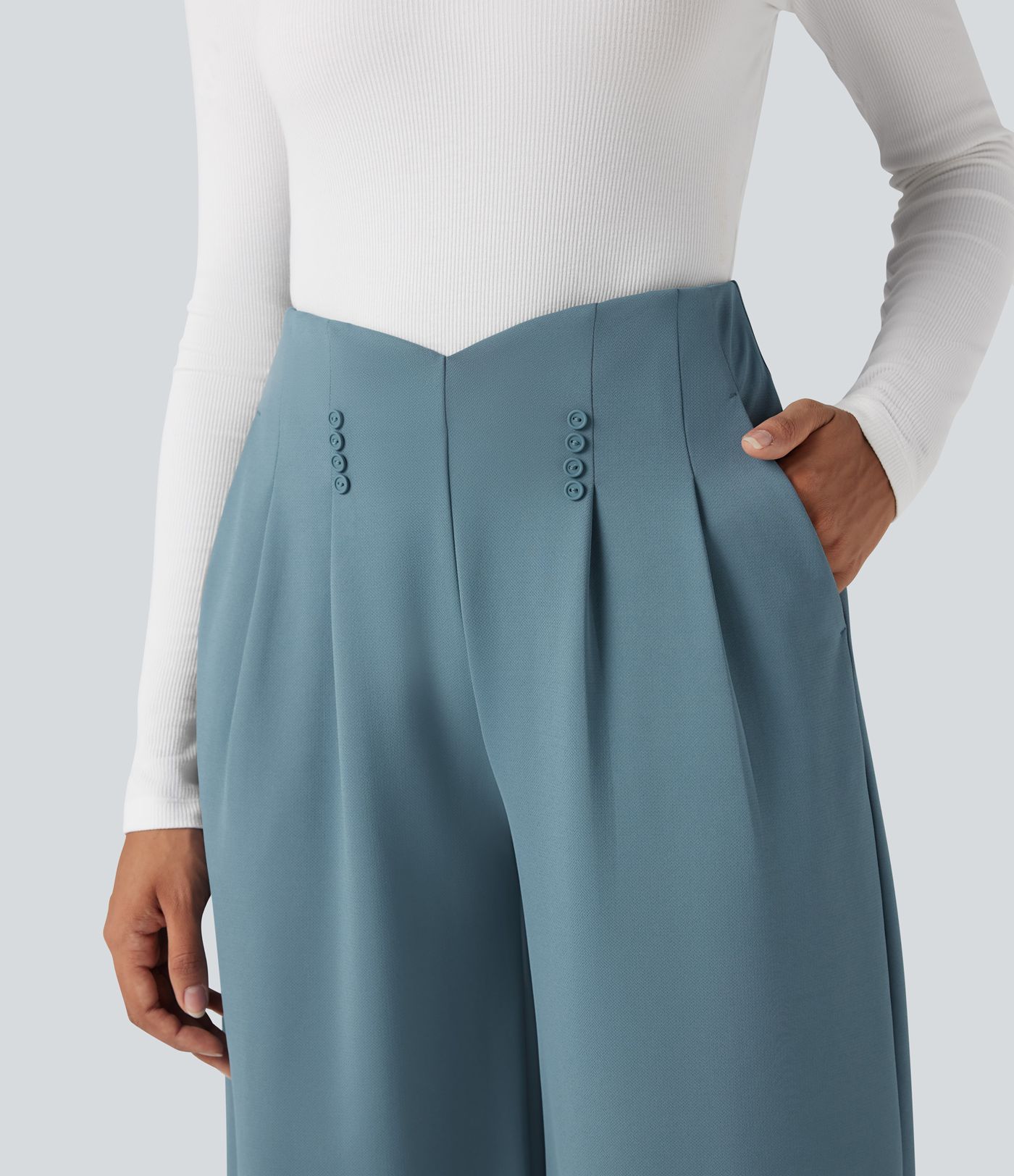 Halara Flex™ High Waisted Wide Leg Crepe Work Pants with Pockets