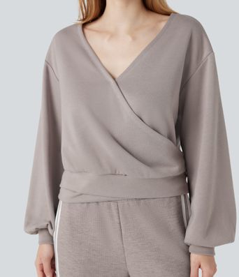 Sudadera casual de cuello en V y manga larga