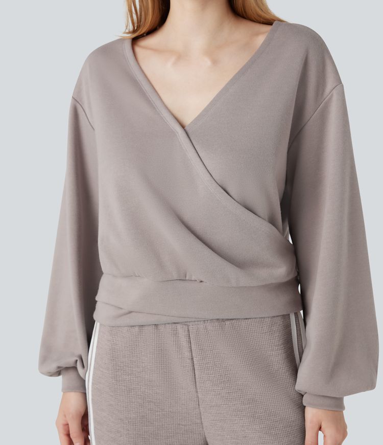 Sudadera casual de cuello en V y manga larga