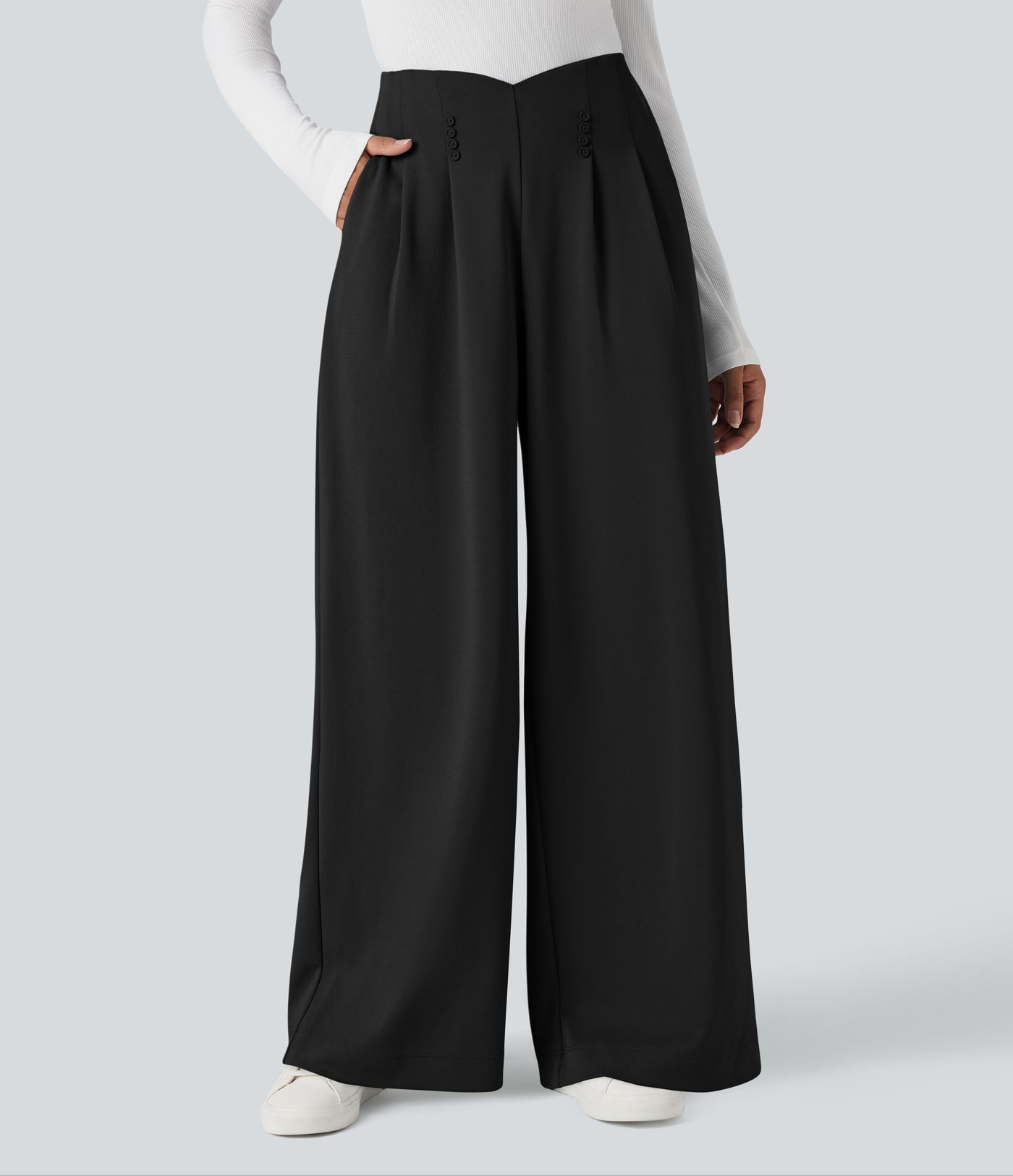 Halara Flex™ High Waisted Wide Leg Crepe Work Pants with Pockets