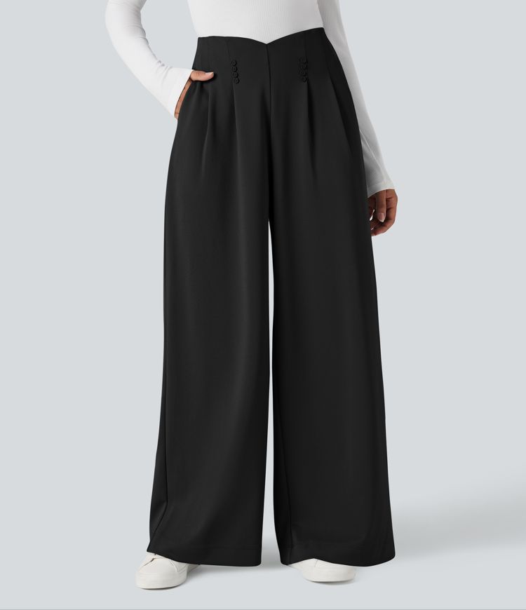 Halara Flex™ High Waisted Wide Leg Crepe Work Pants with Pockets
