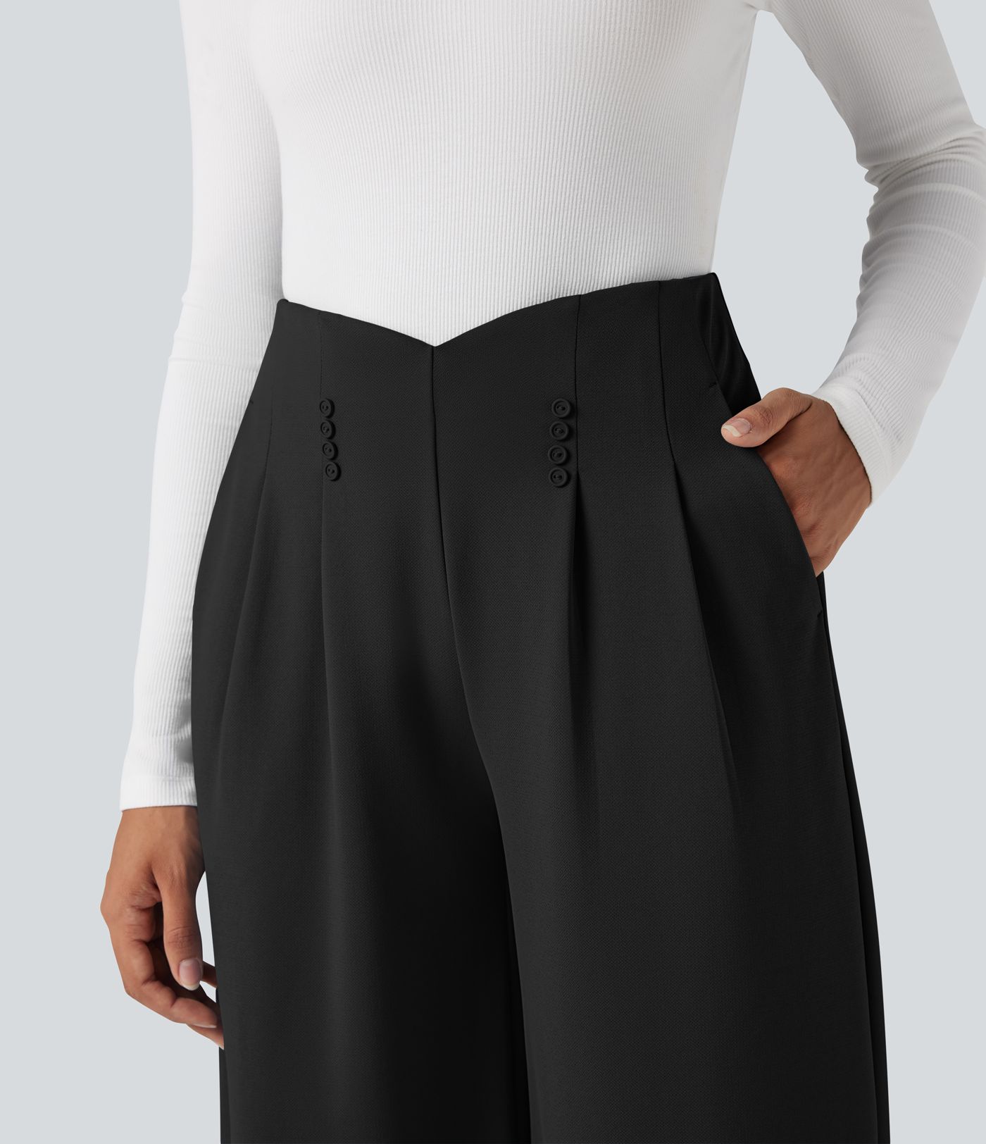 Halara Flex™ High Waisted Wide Leg Crepe Work Pants with Pockets