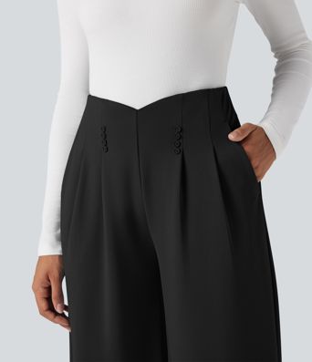 Halara Flex™ High Waisted Wide Leg Crepe Work Pants with Pockets