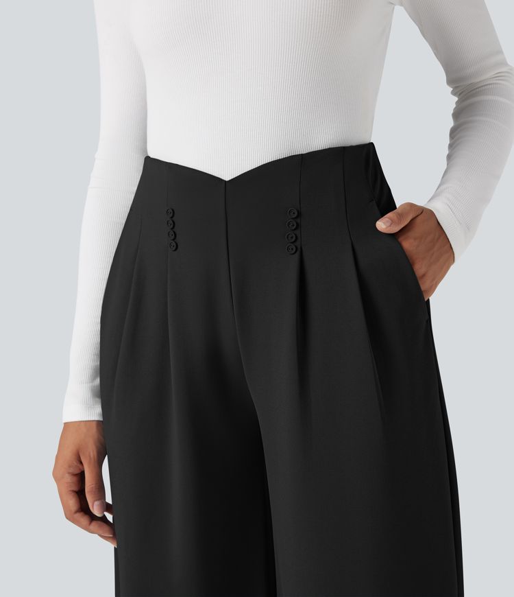 Halara Flex™ High Waisted Wide Leg Crepe Work Pants with Pockets