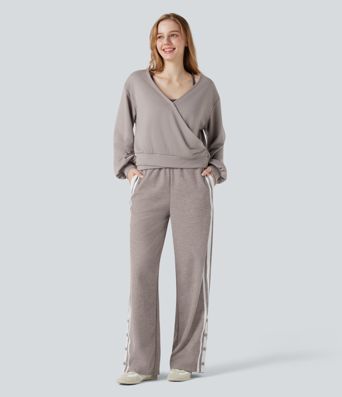 Sudadera casual de cuello en V y manga larga