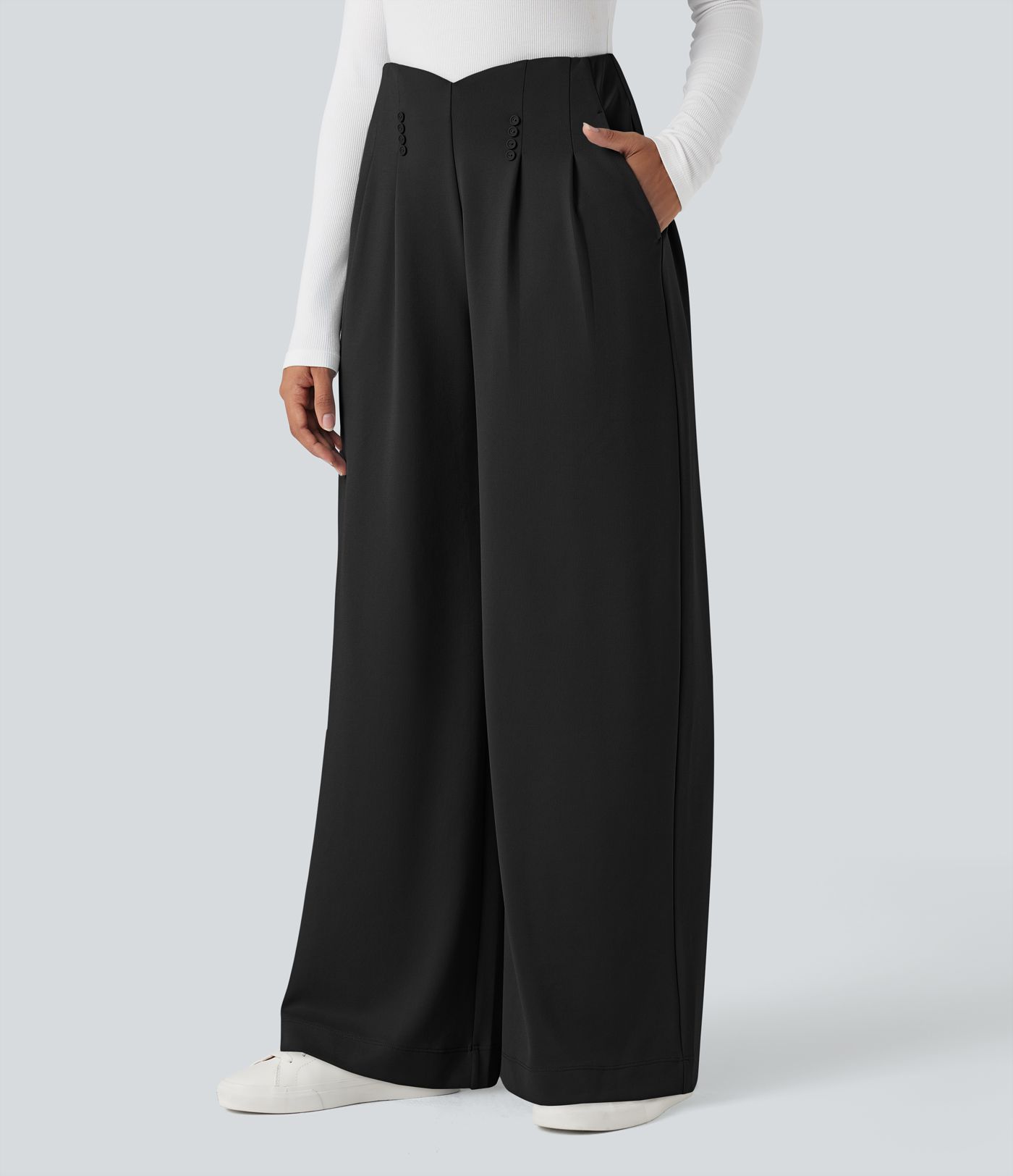 Halara Flex™ High Waisted Wide Leg Crepe Work Pants with Pockets