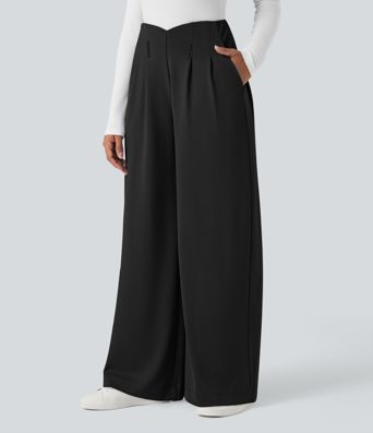 Halara Flex™ High Waisted Wide Leg Crepe Work Pants with Pockets