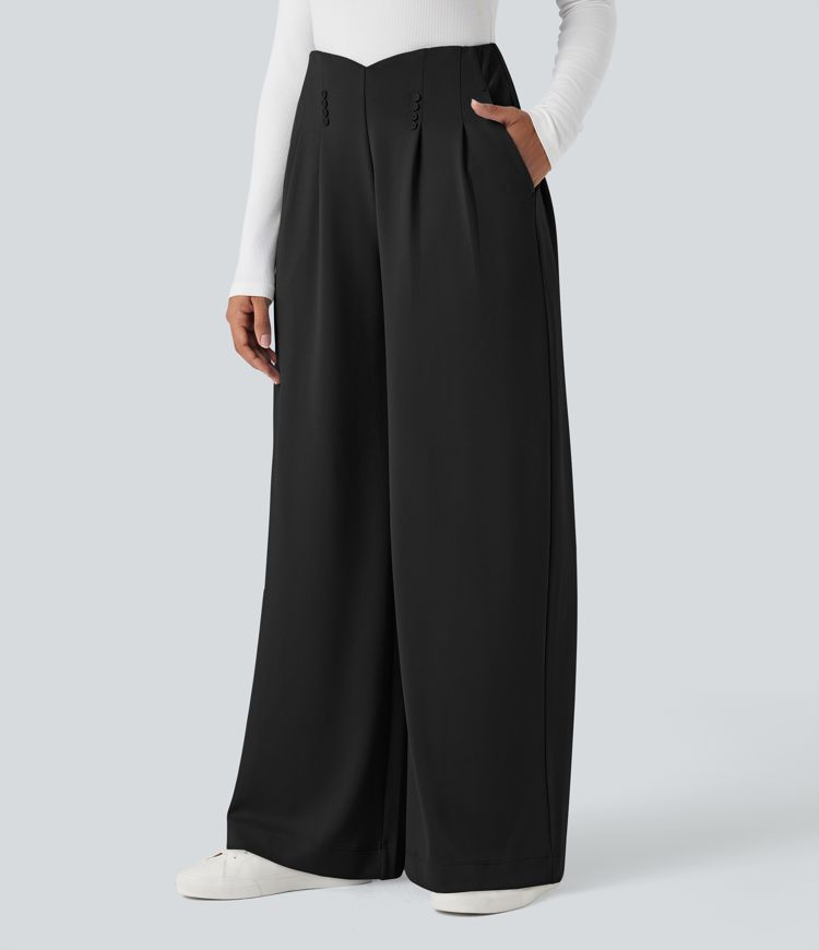 Halara Flex™ High Waisted Wide Leg Crepe Work Pants with Pockets