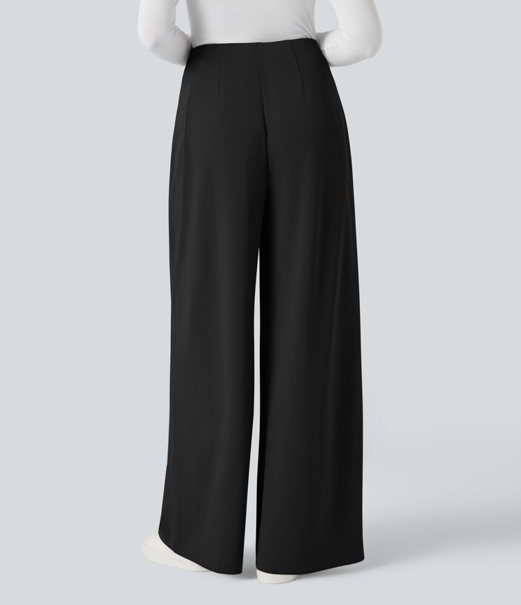 Halara Flex™ High Waisted Wide Leg Crepe Work Pants with Pockets