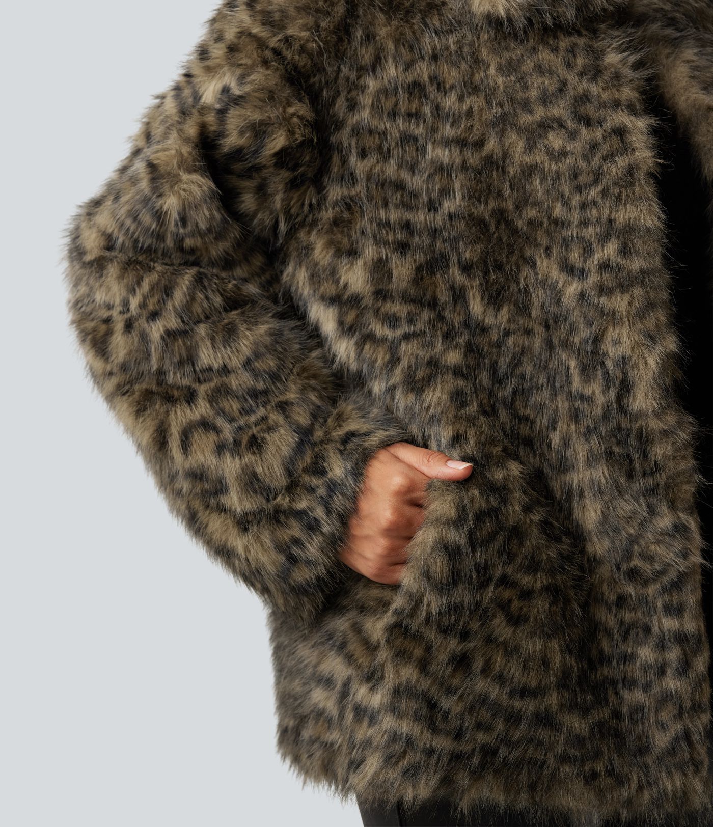 Long Sleeve Casual Faux Fur Coat with Pockets