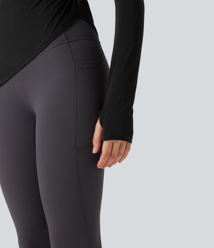 One-shoulder Long Sleeve Thumb Hole Asymmetric Quick Dry Yoga Sports Top