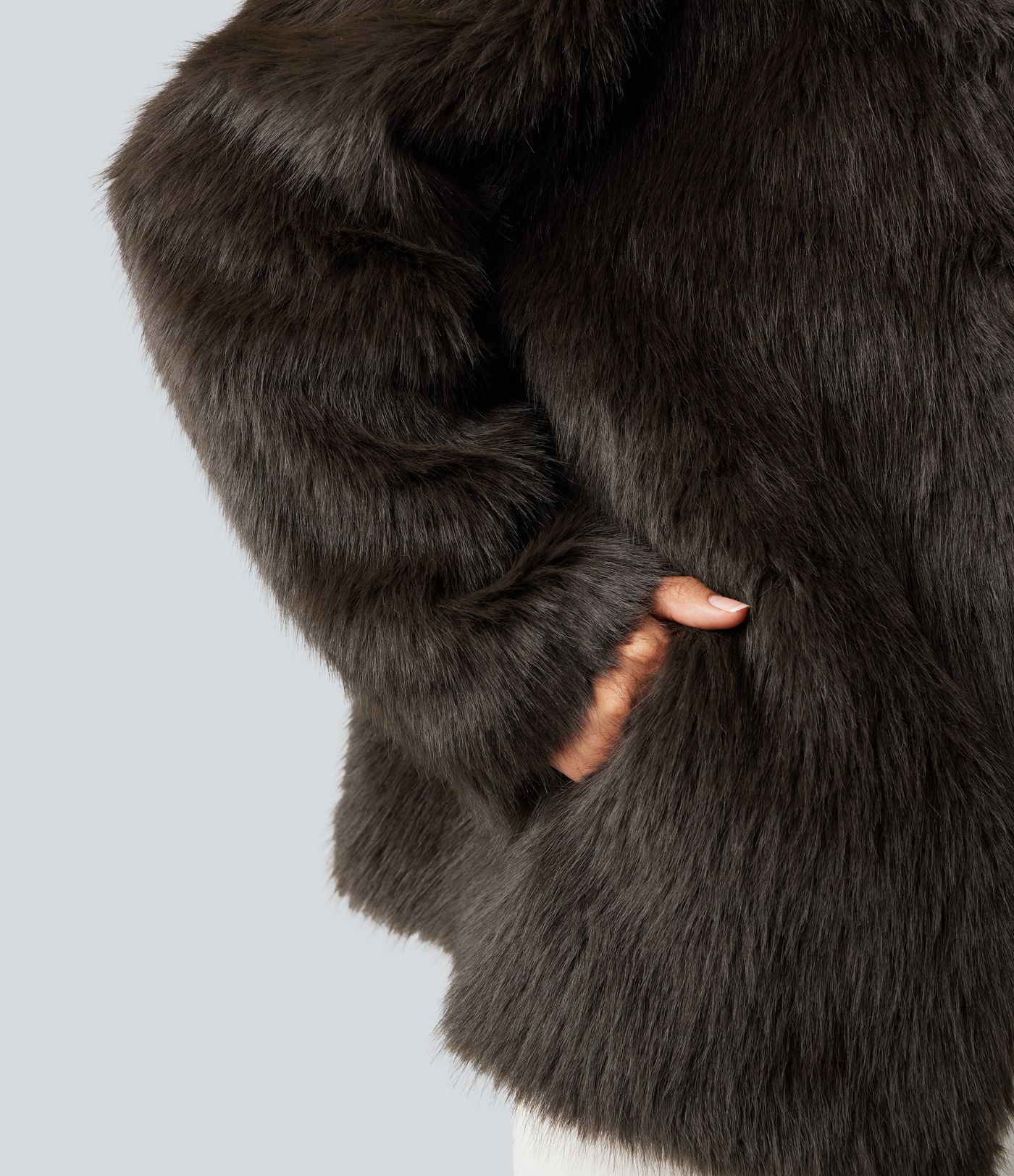 Long Sleeve Casual Faux Fur Coat with Pockets