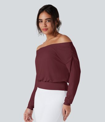 Oversized, schulterfreies Yoga-Sport-Top mit InstantCool - schnelltrocknend