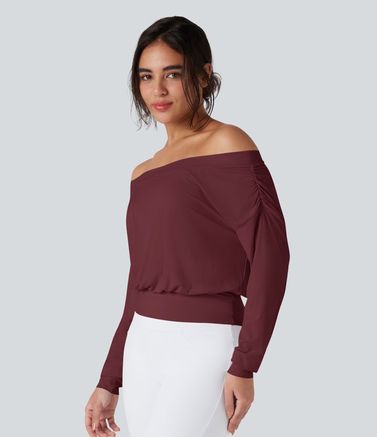Oversized, schulterfreies Yoga-Sport-Top mit InstantCool - schnelltrocknend