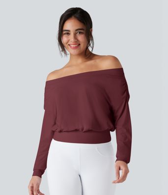 Oversized, schulterfreies Yoga-Sport-Top mit InstantCool - schnelltrocknend