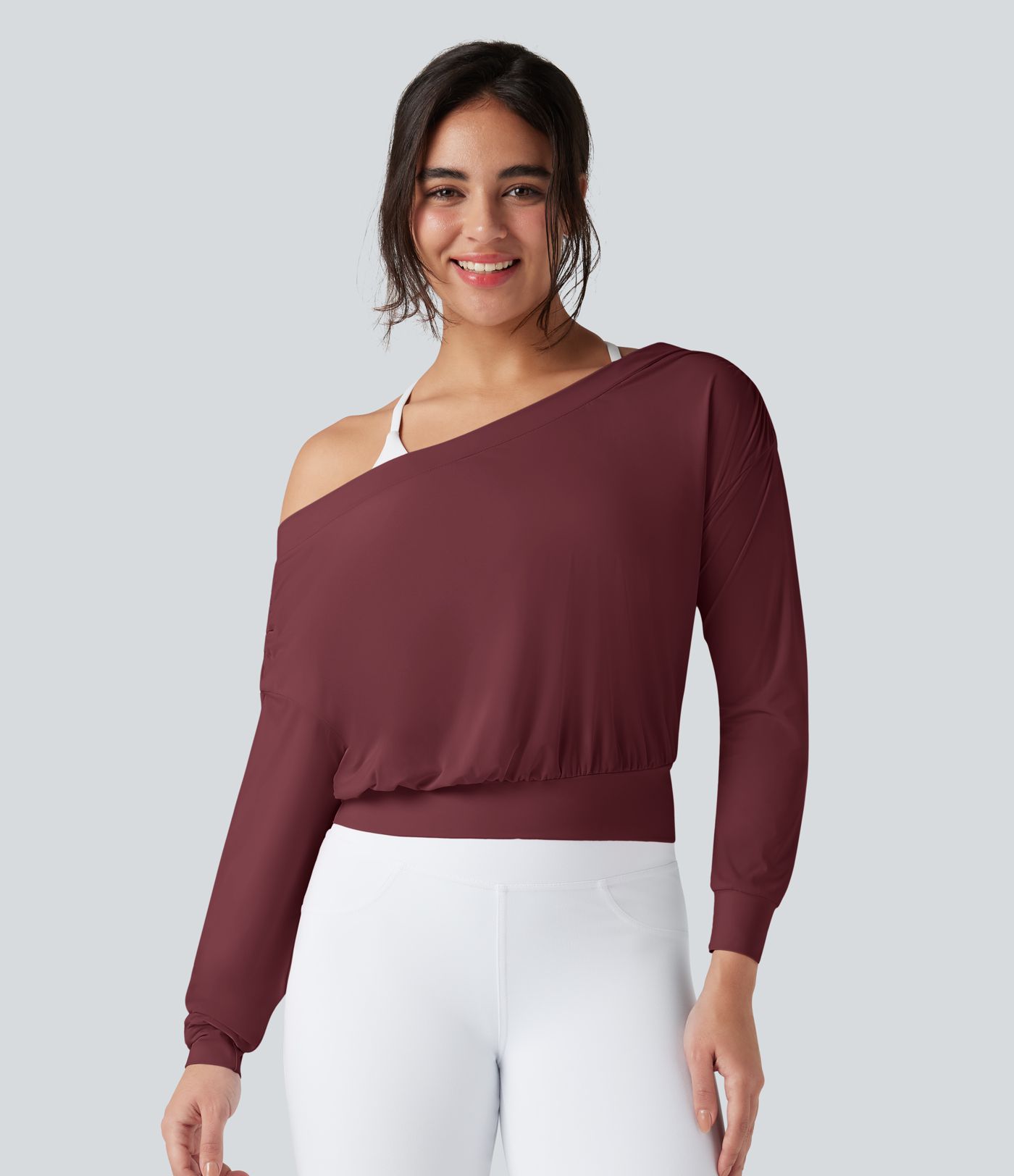 Oversized, schulterfreies Yoga-Sport-Top mit InstantCool - schnelltrocknend