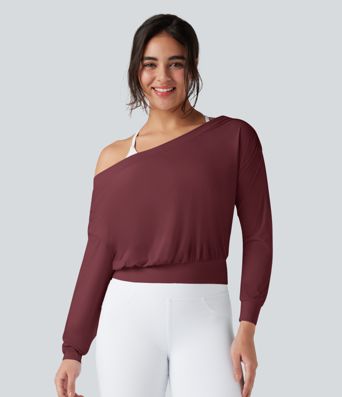 Oversized, schulterfreies Yoga-Sport-Top mit InstantCool - schnelltrocknend