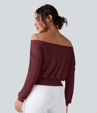 Oversized, schulterfreies Yoga-Sport-Top mit InstantCool - schnelltrocknend