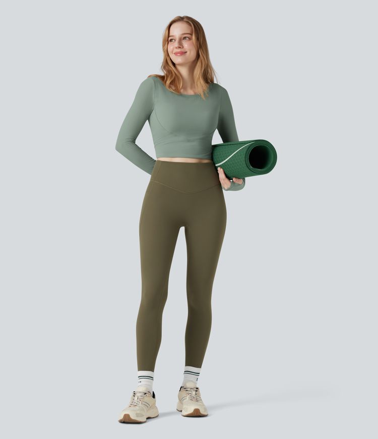 Patitoff™ Flow Pet Hair Resistant Push-Up Long Sleeve Thumb Hole Cropped Yoga Sports Top