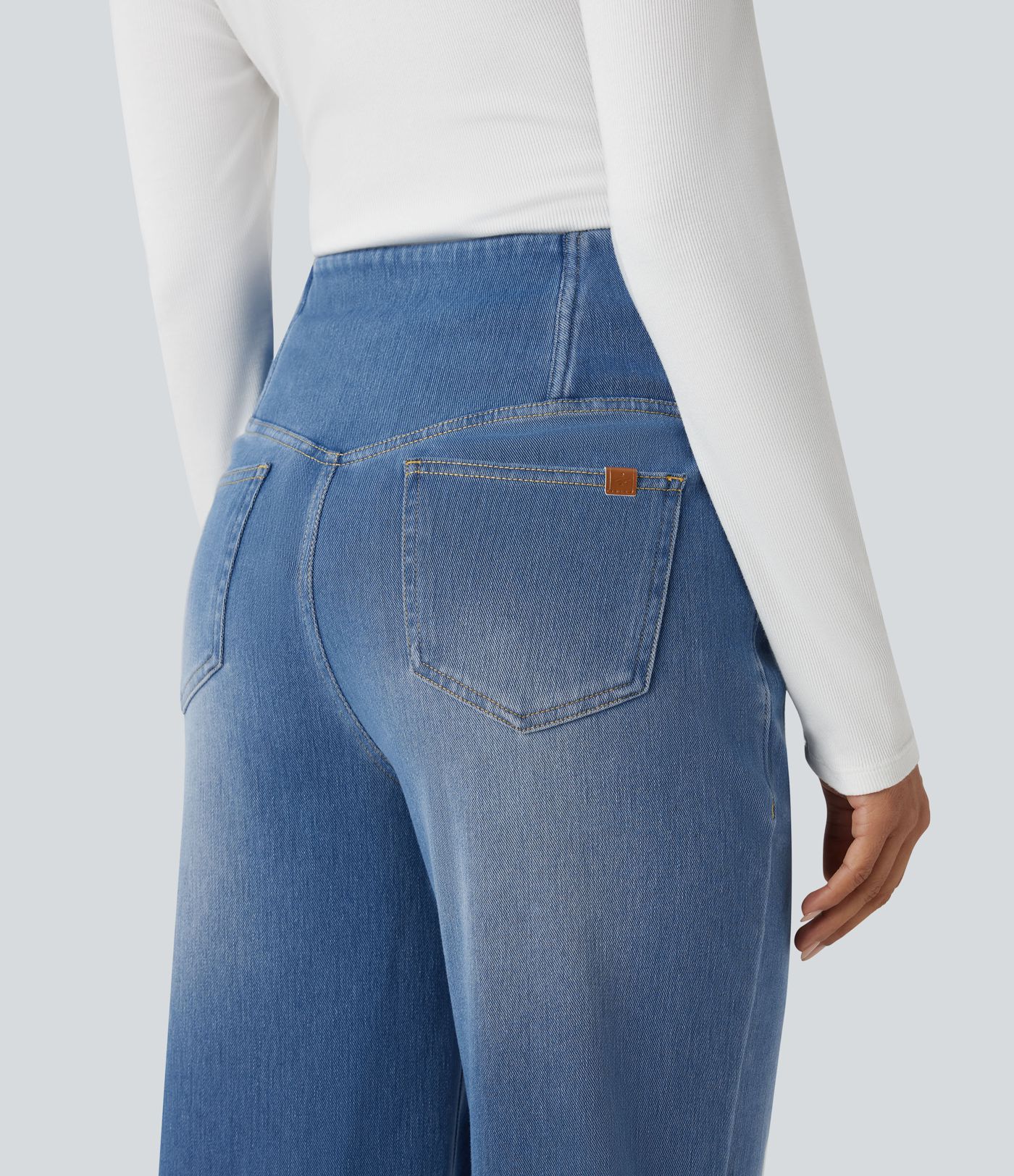 Halara Flex™ Crossover High Waisted Tummy Control Casual Straight Leg Jeans with Pockets